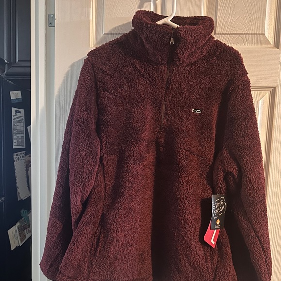 Kimes Ranch Tops - NWT Kimes Ranch Bourbon Sweatshirt fleece pullover 3/4 zip size xl wine